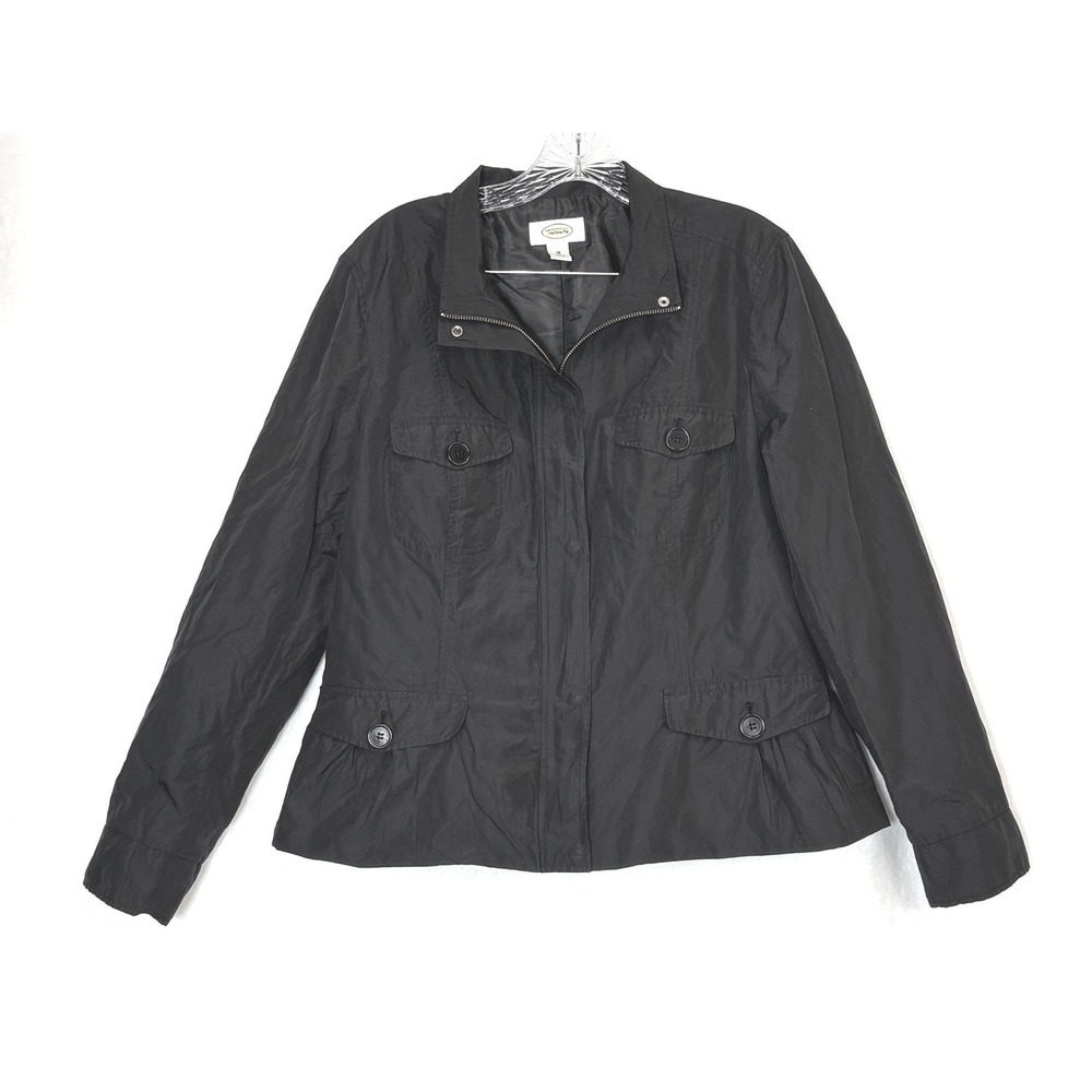 Talbots Utility Field Jacket 16 Black Metallic Cotton Blend Lightweight Coat - Picture 4 of 13